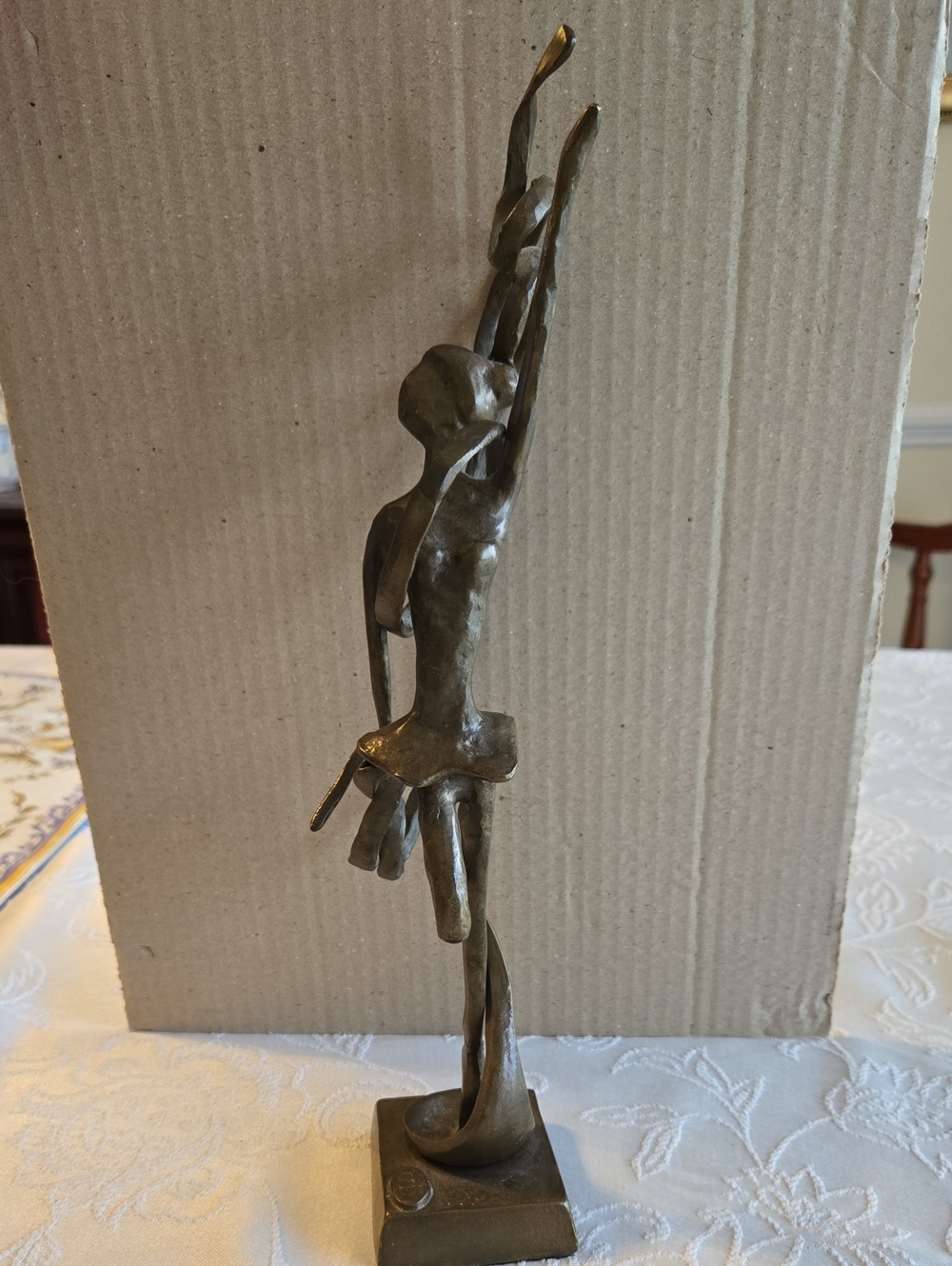 Bronze Brutalist Ballerina Signed 13" X 5" X 2.5" - Picture 6 of 10